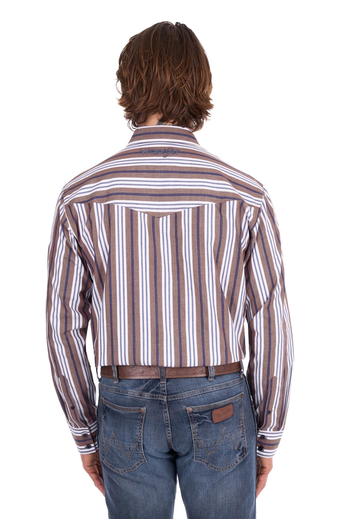 Men’s Eli Stripe Logo Western Button Down Long Sleeve Shirt