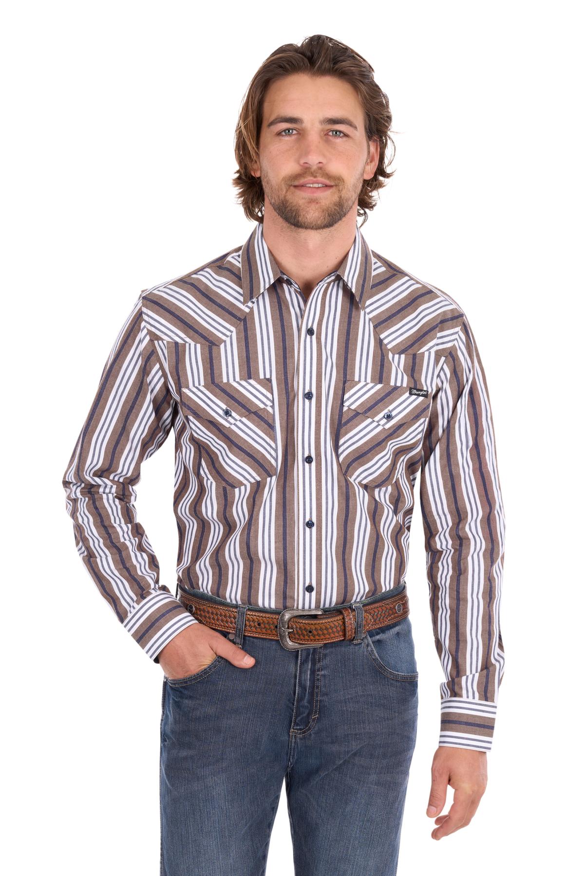 Men’s Eli Stripe Logo Western Button Down Long Sleeve Shirt
