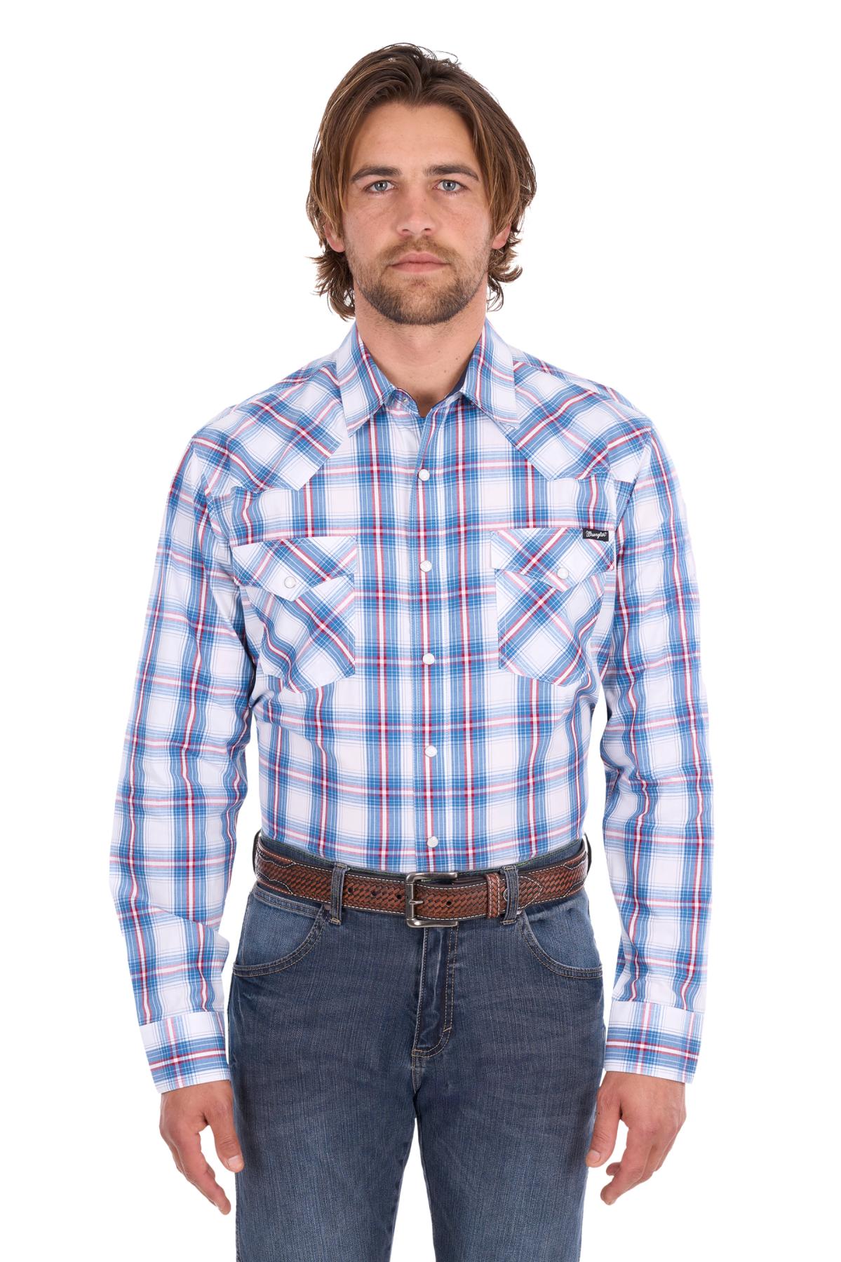 Men’s Louis Check Logo Western Long Sleeve Shirt