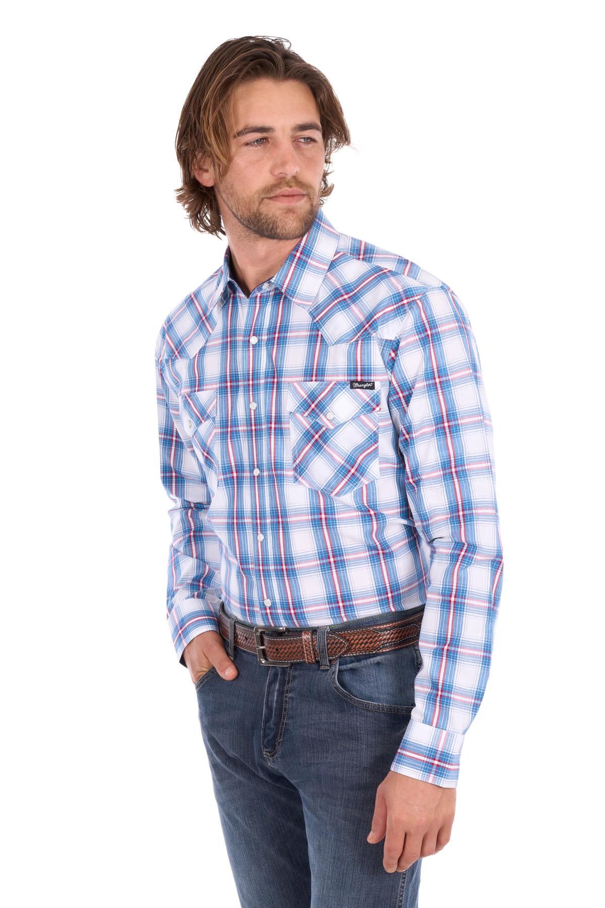 Men’s Louis Check Logo Western Long Sleeve Shirt