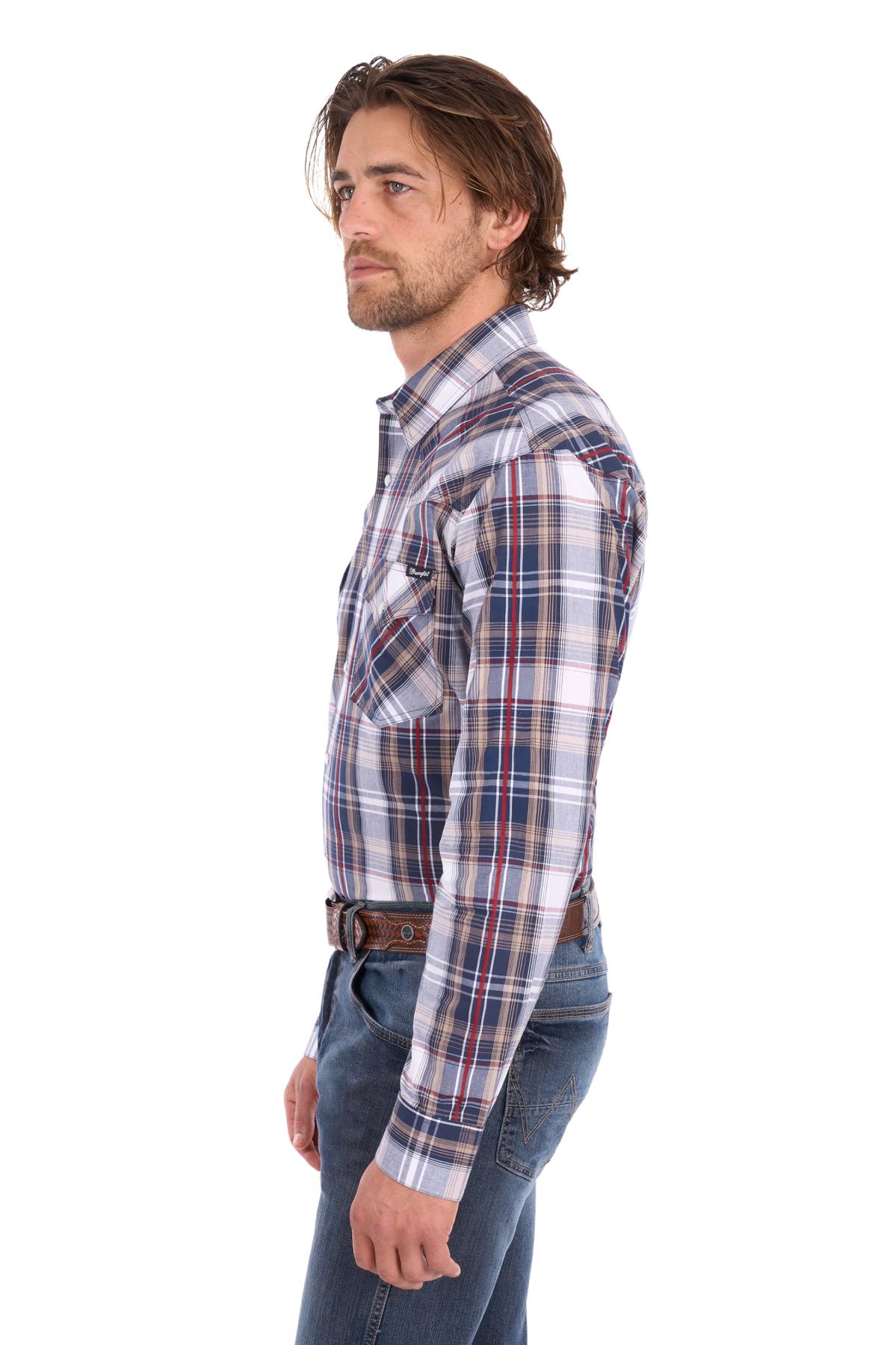 Men’s Shaun Check Logo Western Long Sleeve Shirt