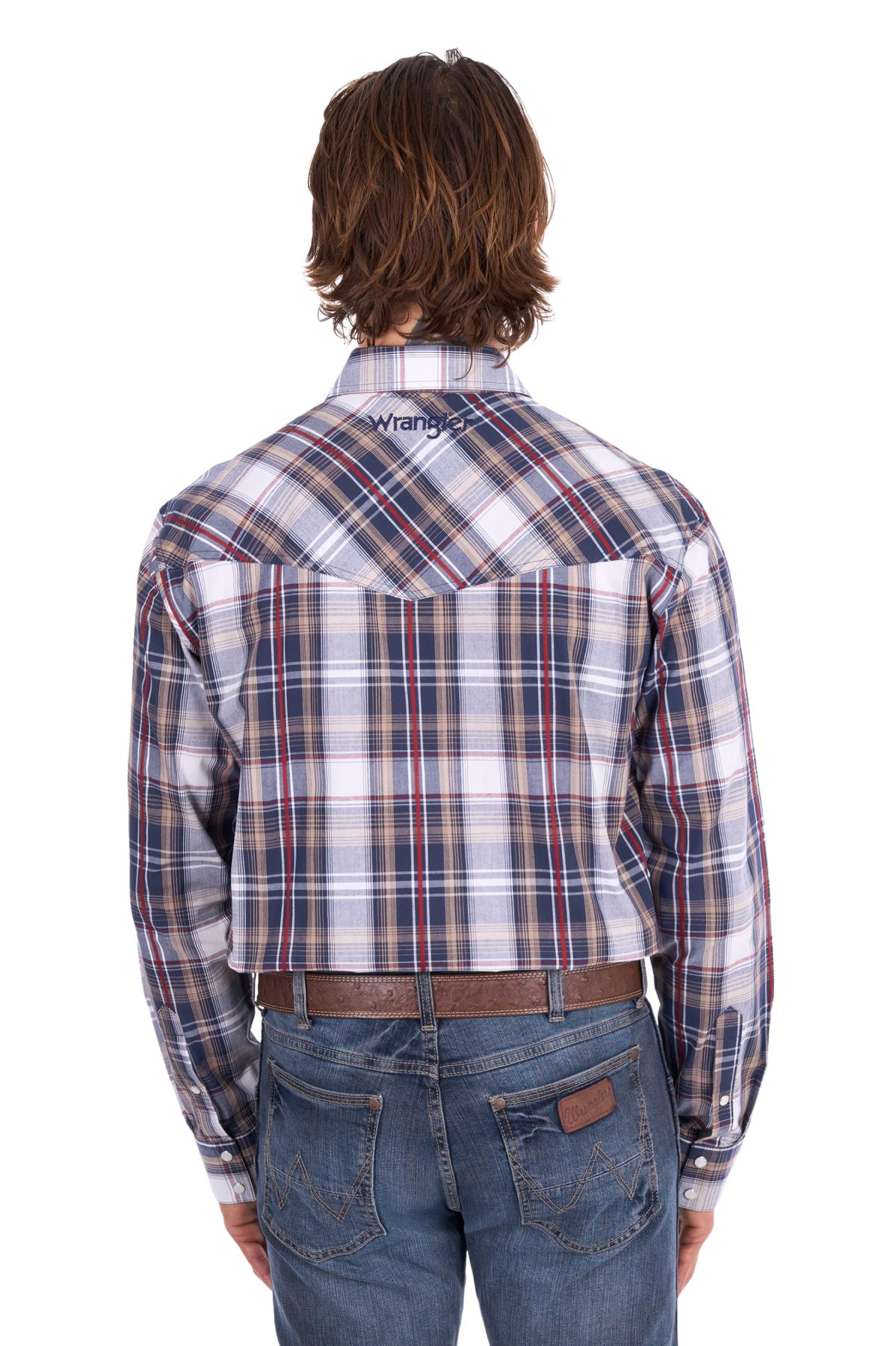 Men’s Shaun Check Logo Western Long Sleeve Shirt