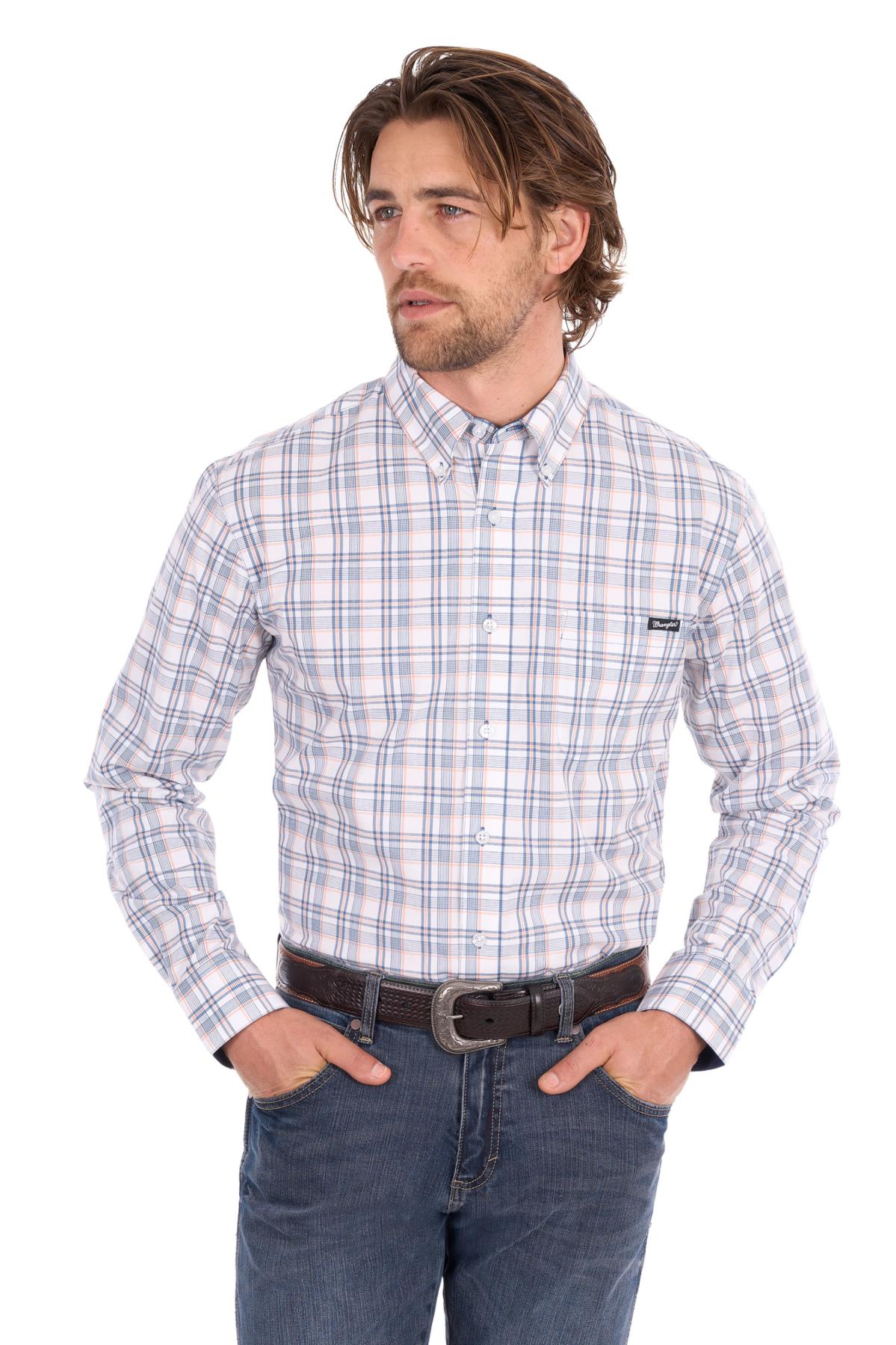 Men’s Ben Check 1 Pocket Button Down Long Sleeve Shirt