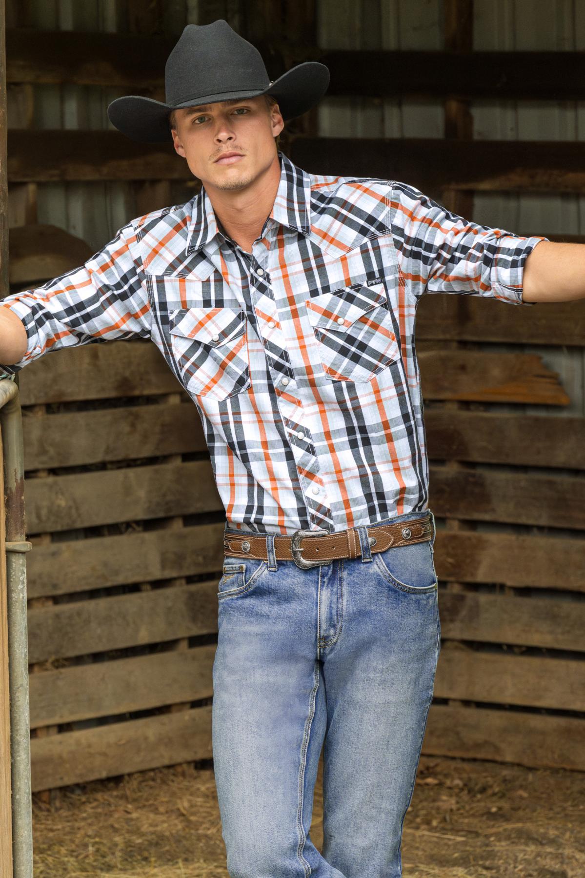 Men’s Terry Check Western Long Sleeve Shirt