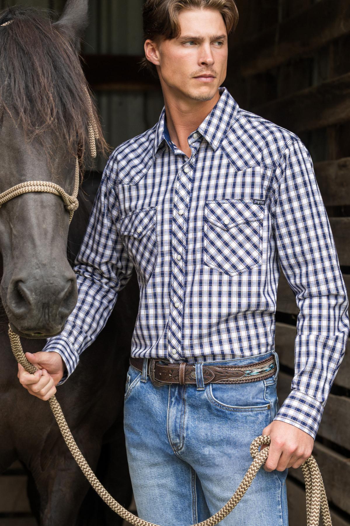 Men’s George Check Western Long Sleeve Shirt