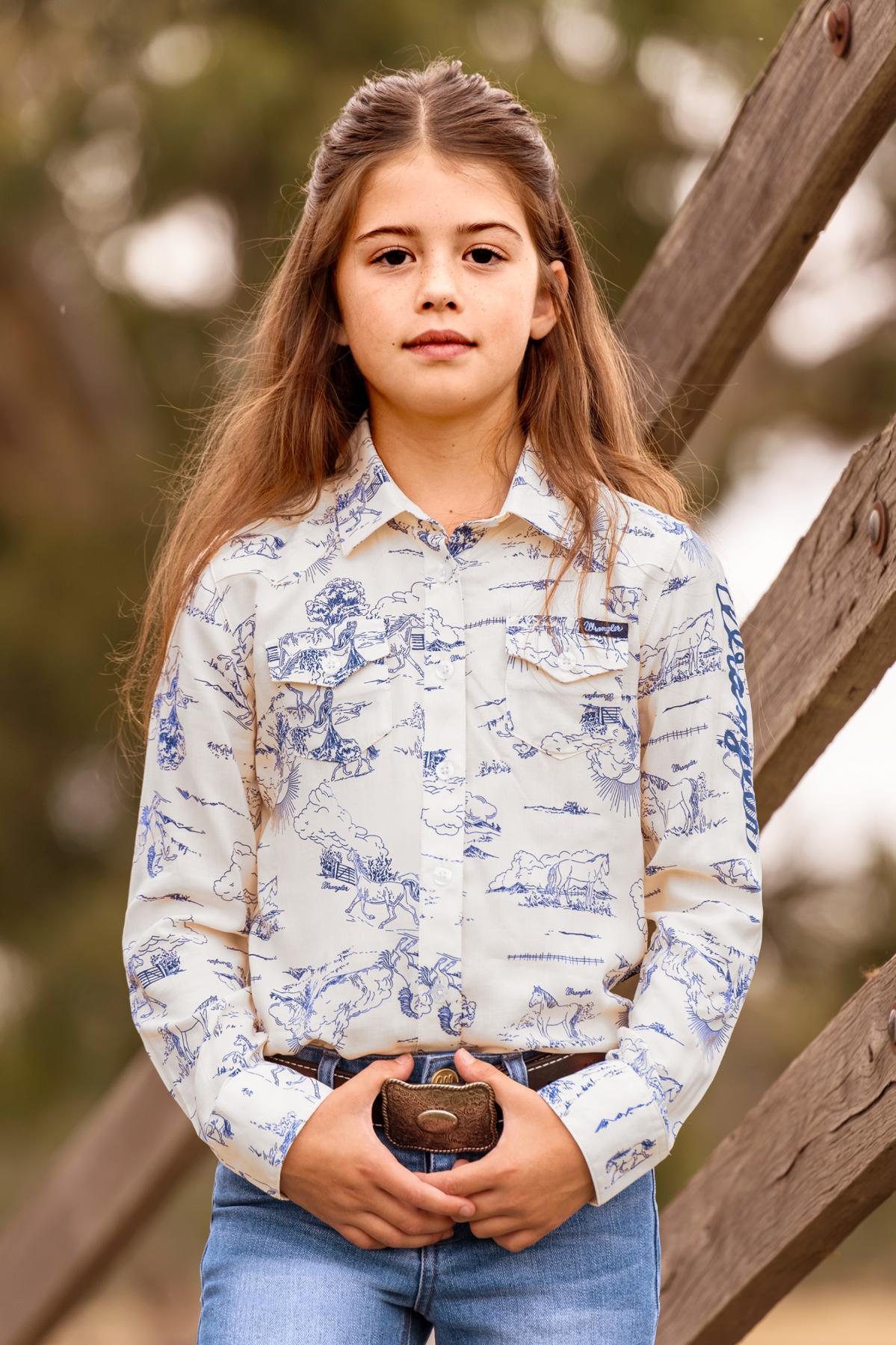 Girl’s Ivory Logo Long Sleeve Shirt