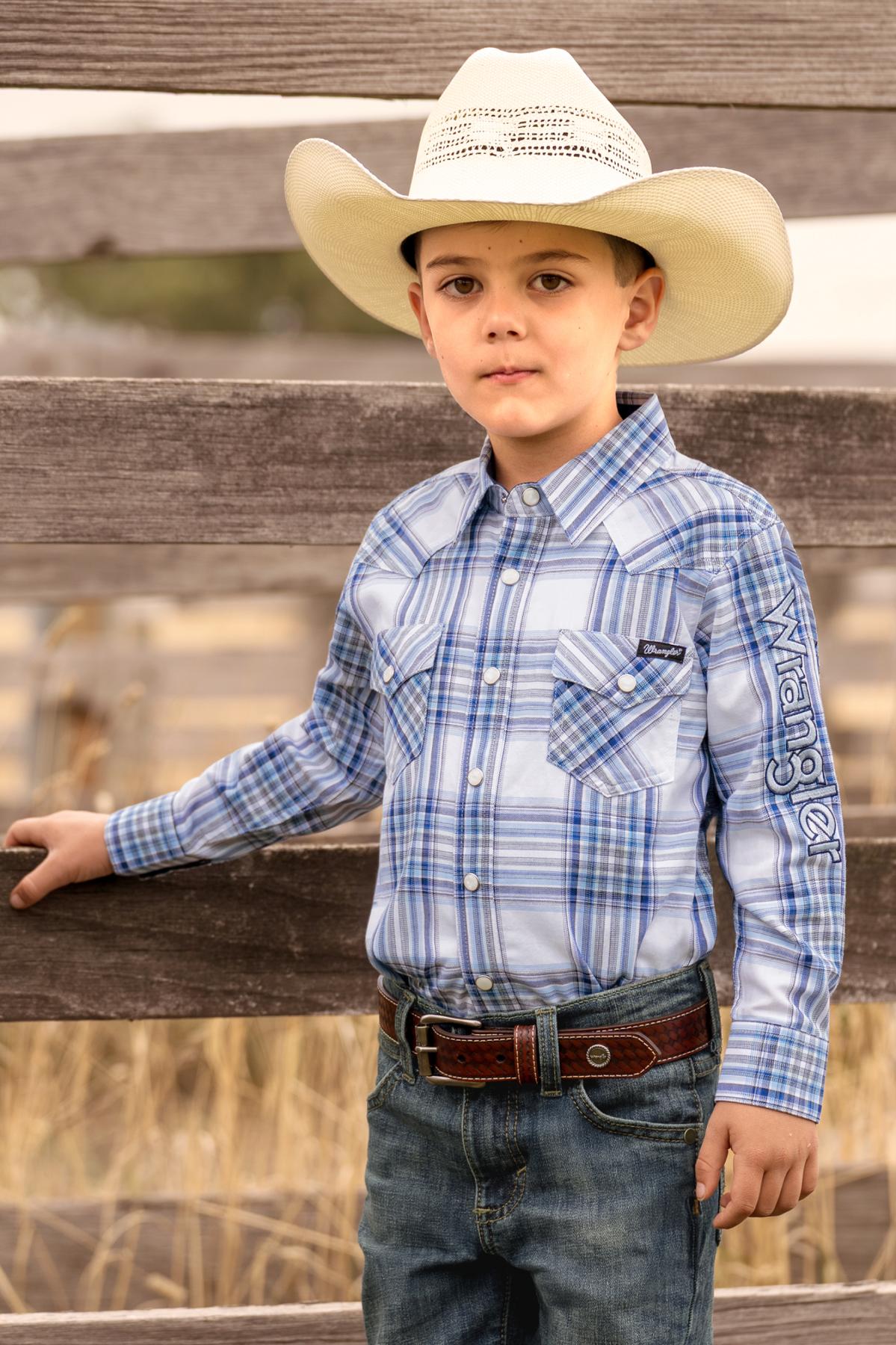 Boy’s Eric Check Logo Western Long Sleeve Shirt