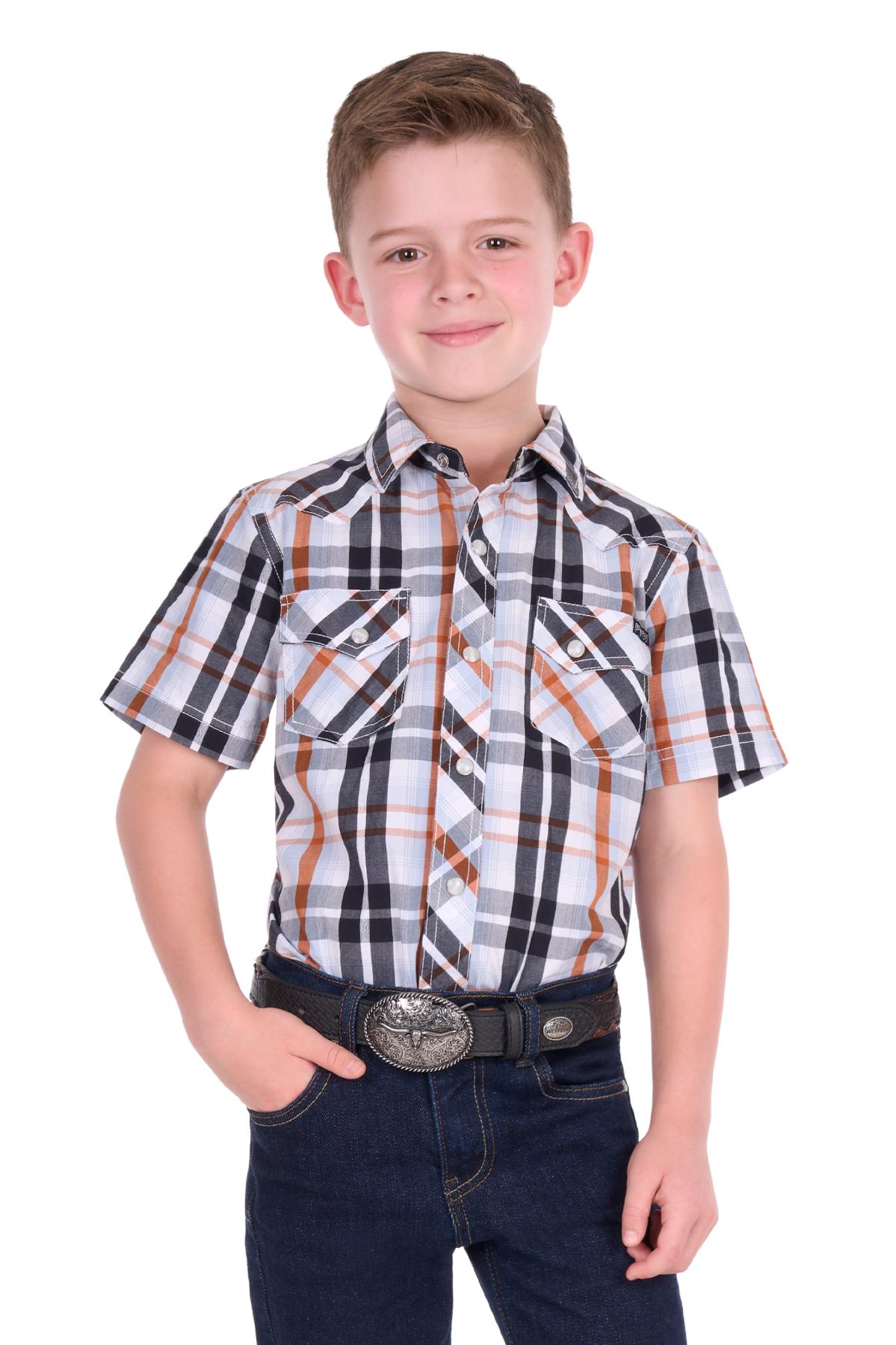 Boy’s Terry Check Western Short Sleeve Shirt