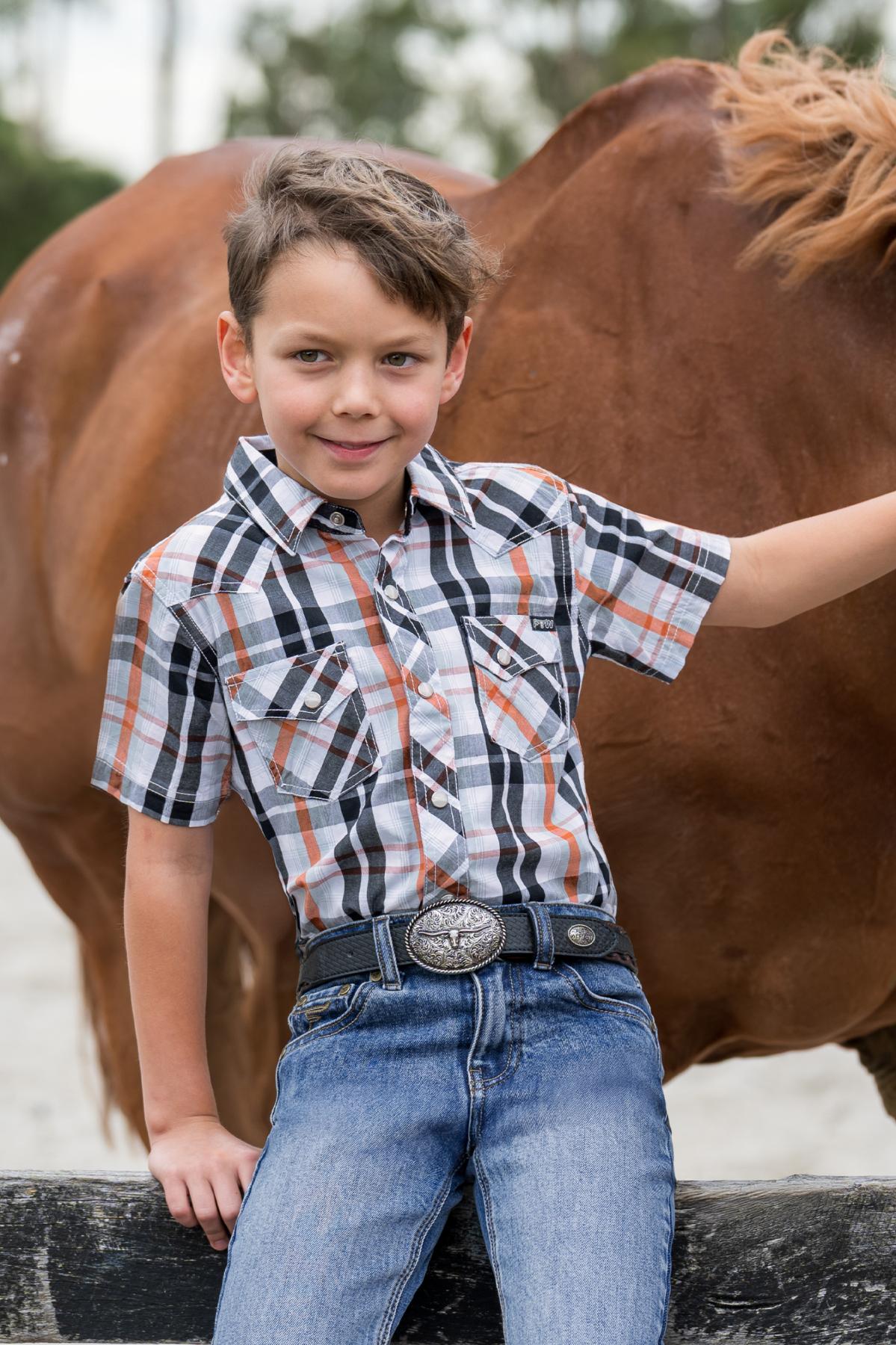 Boy’s Terry Check Western Short Sleeve Shirt