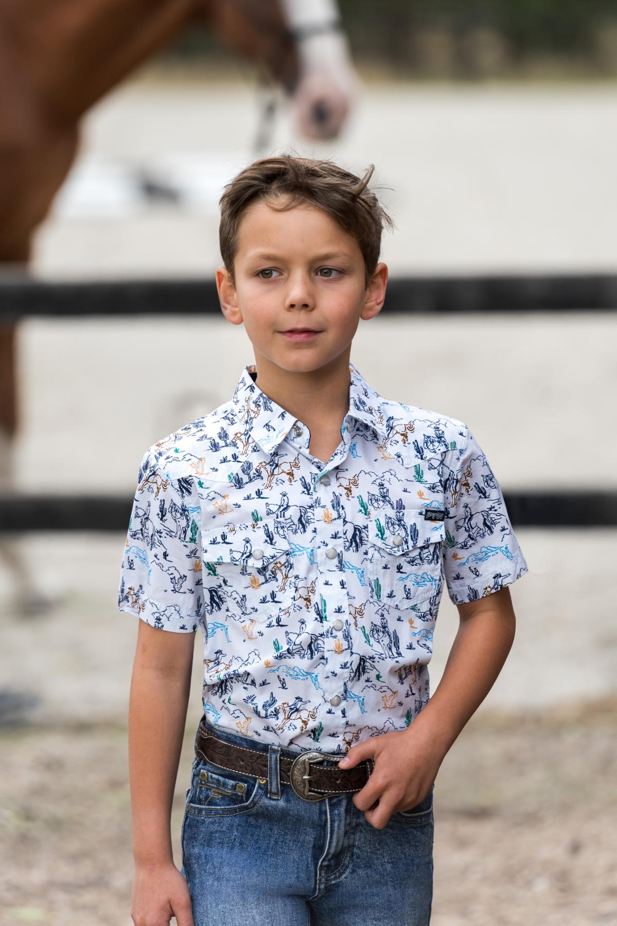 Boy’s Mike Print Western Short Sleeve Shirt