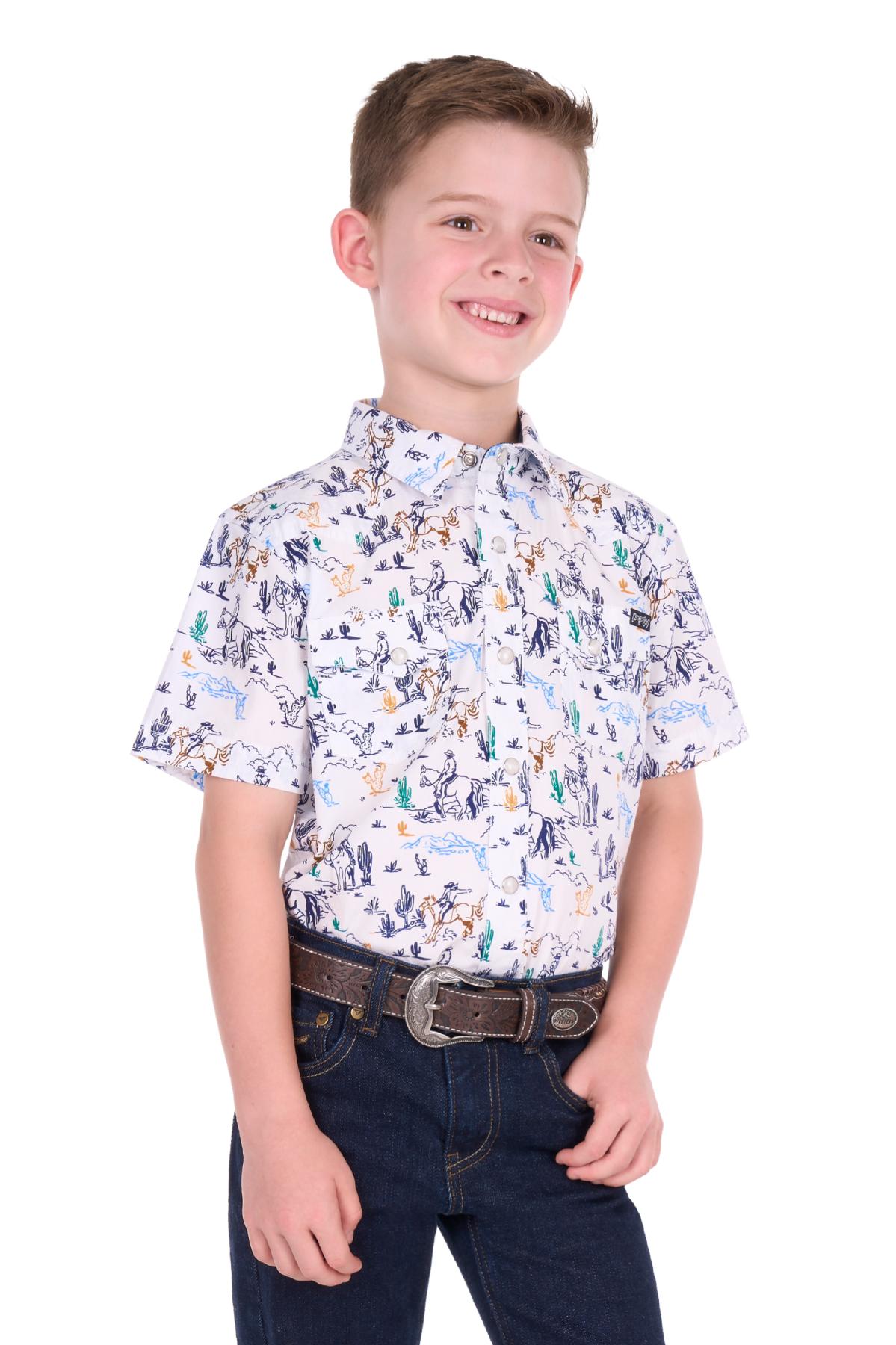 Boy’s Mike Print Western Short Sleeve Shirt