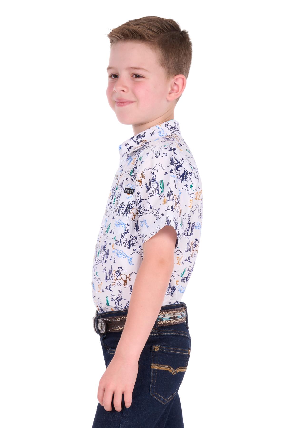 Boy’s Mike Print Western Short Sleeve Shirt