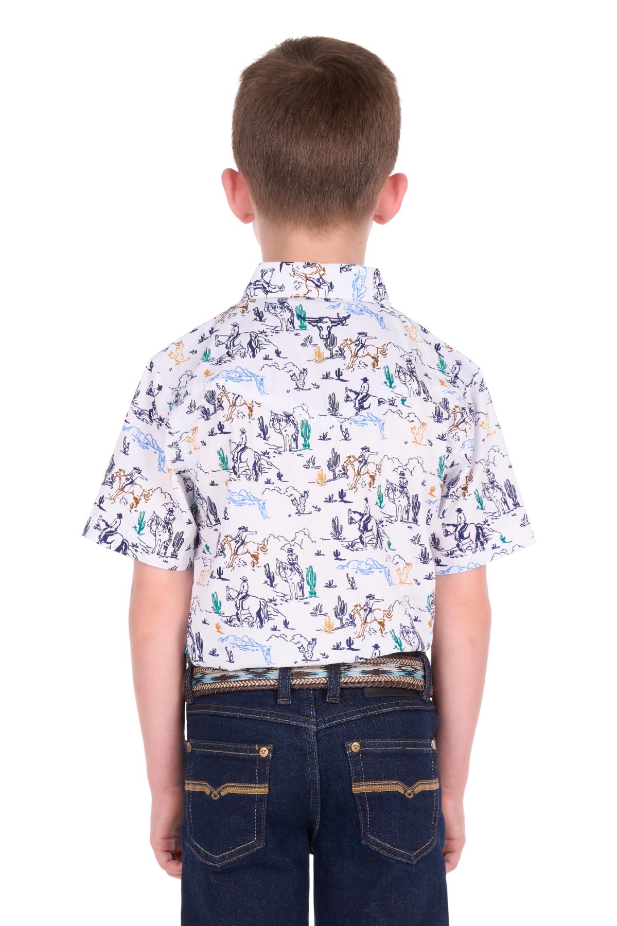 Boy’s Mike Print Western Short Sleeve Shirt