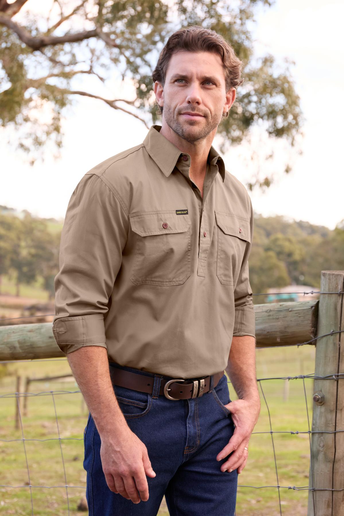 Men's Half Placket Light Cotton Shirt