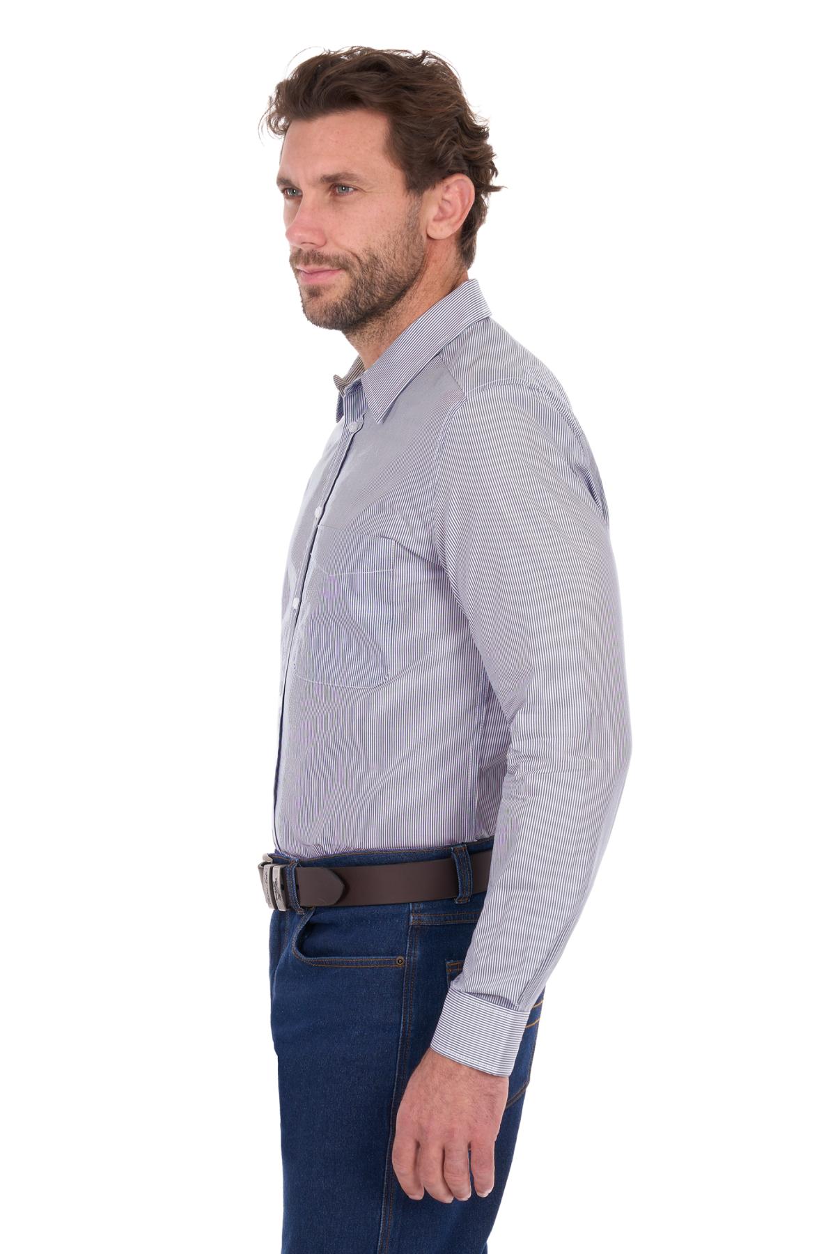 Men's Ash Stripe 1 Pocket Long Sleeve Shirt