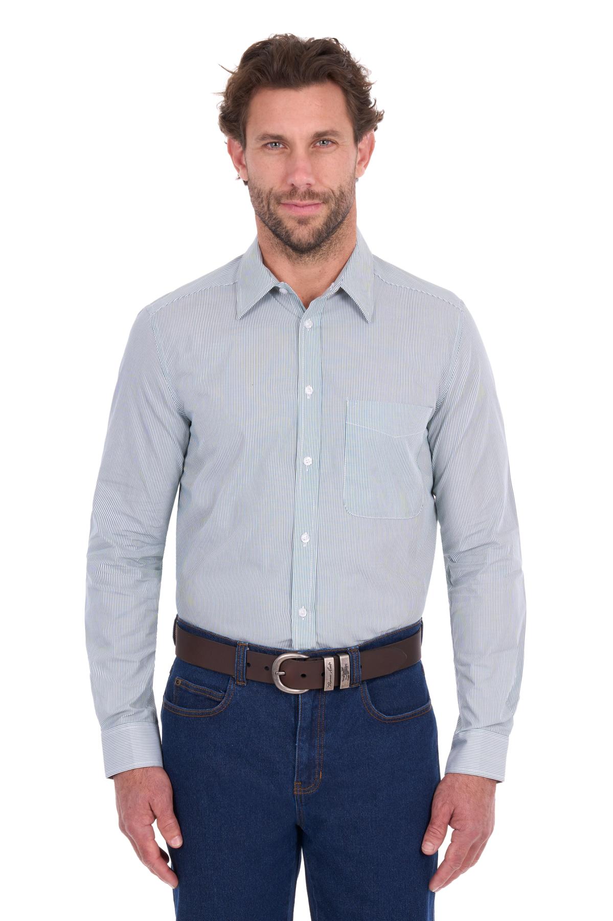 Men's Ash Stripe 1 Pocket Long Sleeve Shirt