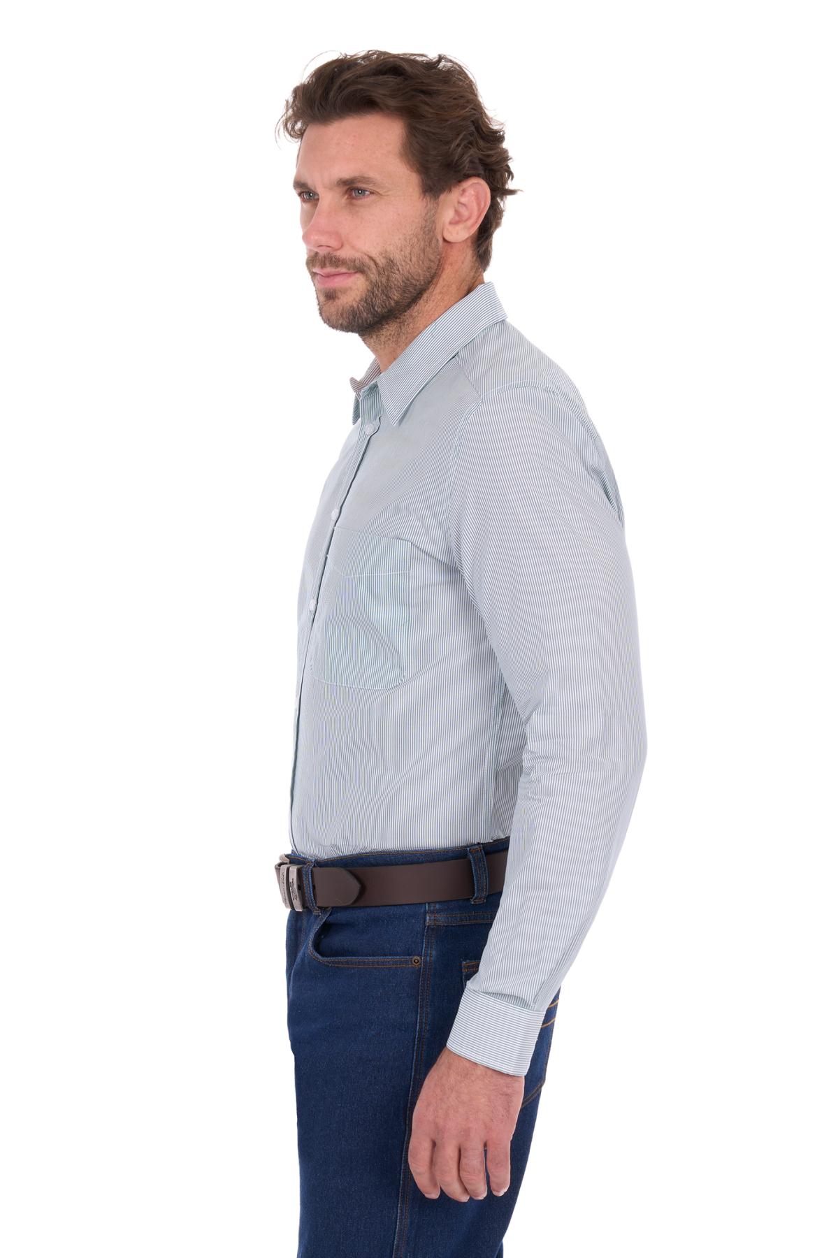 Men's Ash Stripe 1 Pocket Long Sleeve Shirt