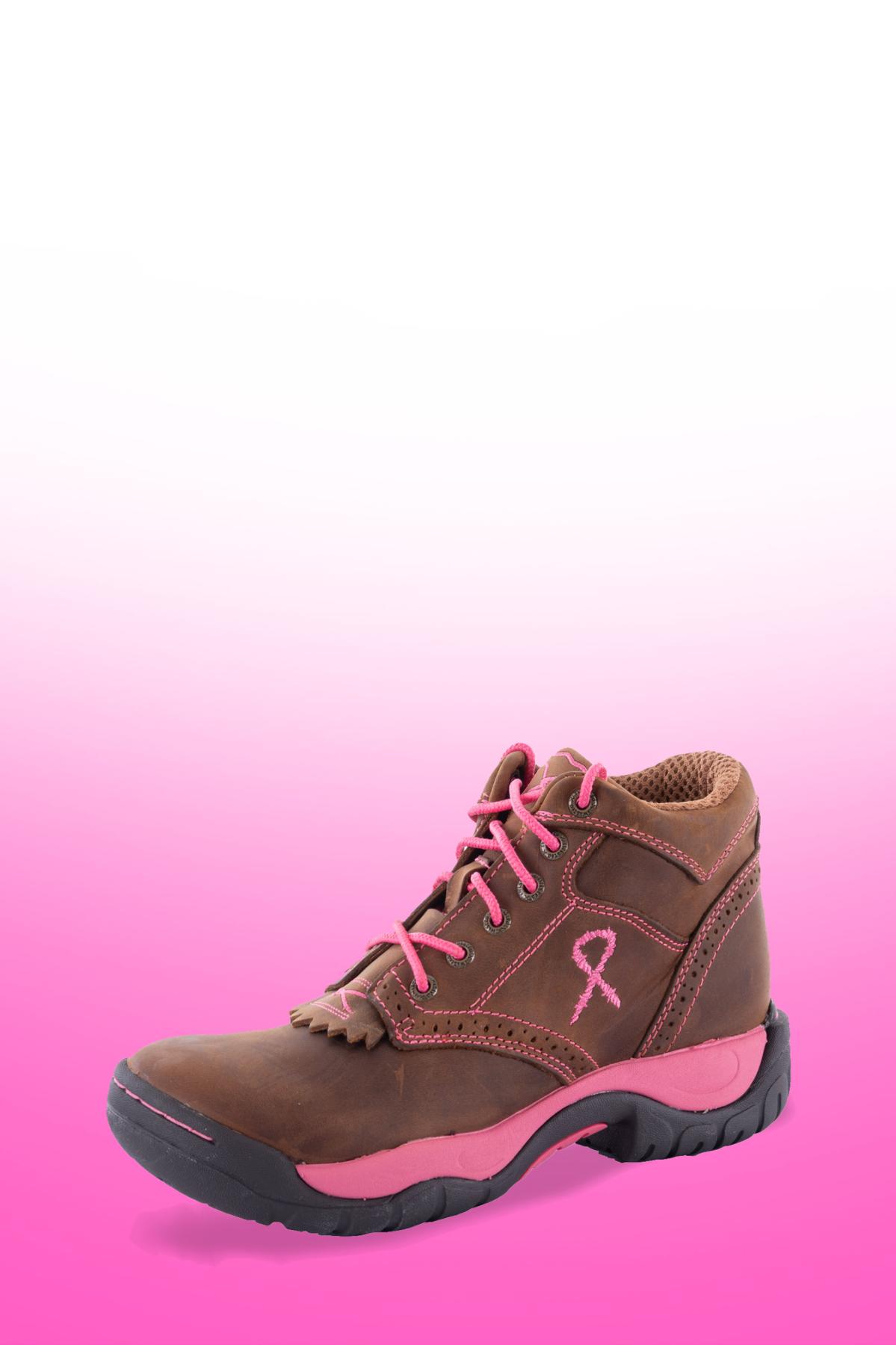 Womens Pink Ribbon All Around Lace Up