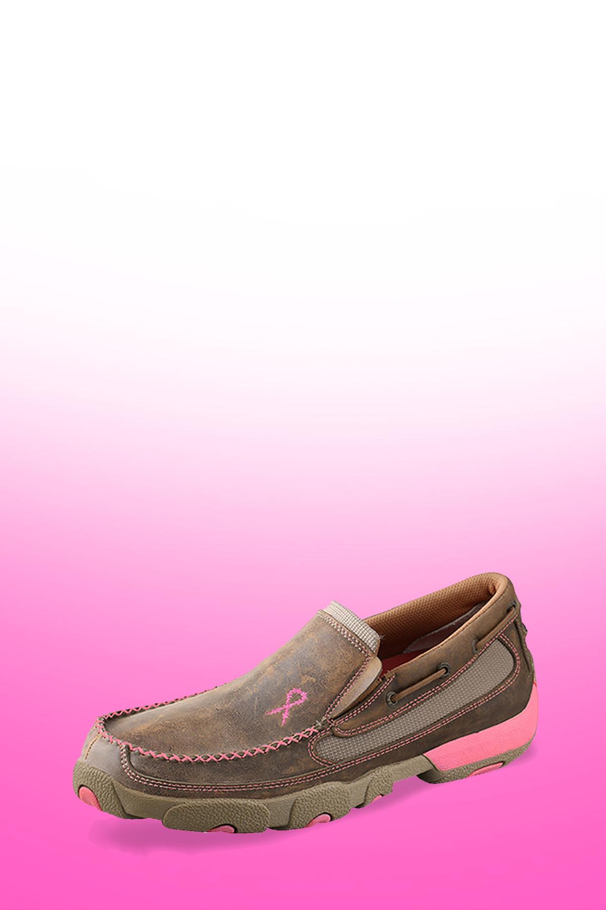 Womens Pink Ribbon Mocs Boat Slip On